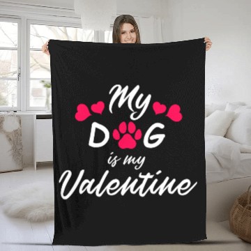 Discover My dog is my valentine Fleece Blankets
