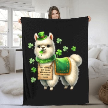 Discover Irish LLAMA lucky charm Fleece Blankets