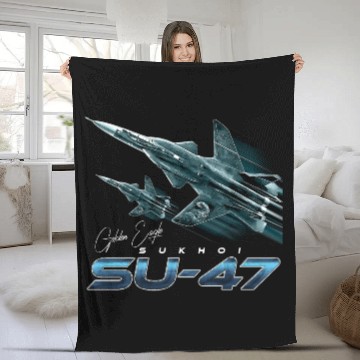 Discover Sukhoi SU-47 the Golden Eagle Russian Fighterjet Fleece Blankets