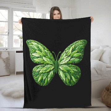 Discover Verdant Leafwing Monarch Butterfly Fleece Blankets