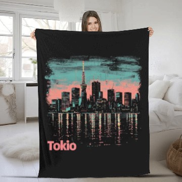 Discover Tokyo Skyline Fleece Blankets