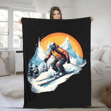 Discover Skiing Off Piste Winter Fun for a Skiers Fleece Blankets