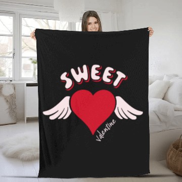 Discover Sweet Valentine Valentine's Day Heart Cupid Wings Fleece Blankets