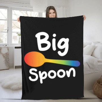 Discover Big Spoon LGBT Pride Gay Lesbian Couple Matching Fleece Blankets