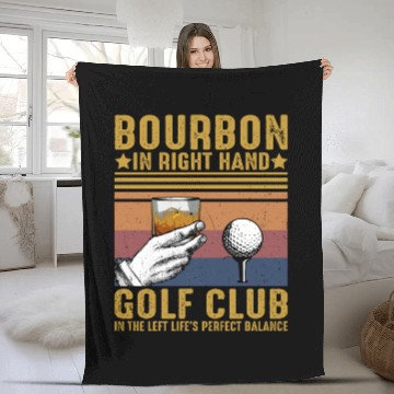Discover Bourbon Golf Funny Golfer Bourbon Lover Fleece Blankets