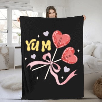 Discover Valentine's Day Heart Lollipop Fleece Blankets