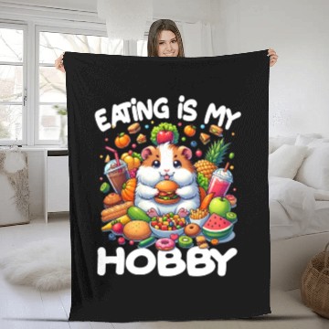 Discover Cute Guinea Pig Kawaii Cavy Eating Burger Fleece Blankets