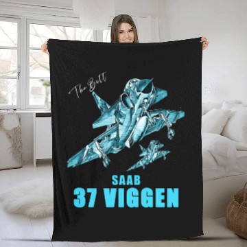 Discover Saab 37 Viggen Swedish Multi Combat Aircraft Fleece Blankets