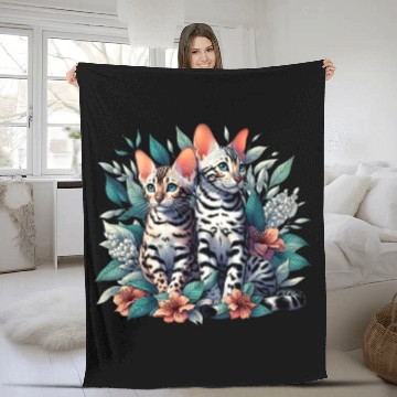 Discover Bengal Kittens Snow Asian Cats Fleece Blankets