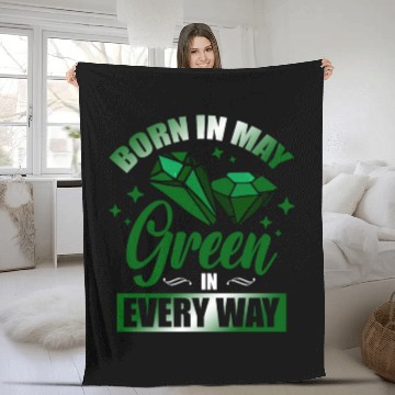 Discover Born In May Green Emerald Birthstone Gemstone Fleece Blankets