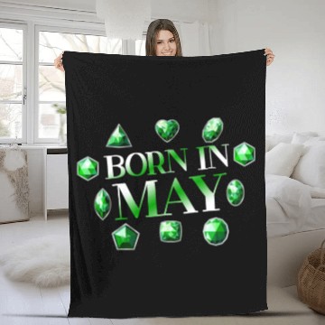 Discover Born In May Green Emerald Birthstone Gemstone Fleece Blankets