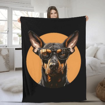 Discover Doberman natural ears Fleece Blankets