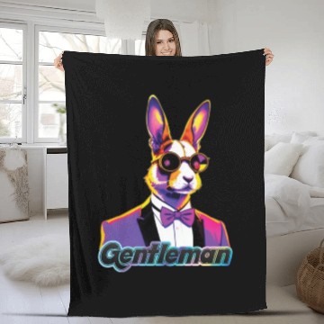 Discover Pop Art Playboy Rabbit Gentleman Cyberpunk Bunny Fleece Blankets