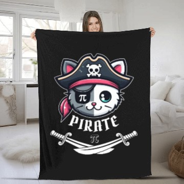 Discover Gasparilla Cat Pirate 3.14 Pi Day Math Science Fleece Blankets