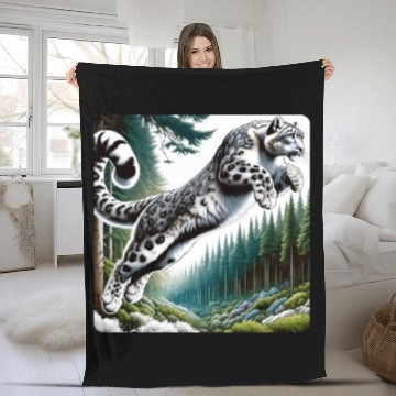 Discover Snow Leopard Leopard White Leopard Fleece Blankets