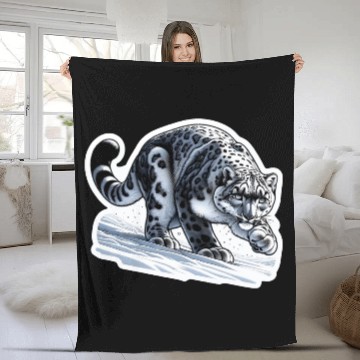 Discover Snow Leopard Leopard White Leopard Fleece Blankets