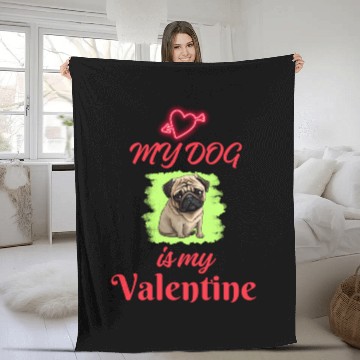 Discover My Dog is my Valentine (Valentine's Day Gift) Fleece Blankets