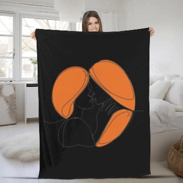 Discover Elegant Lesbian Couple Kissing Line Drawing Fleece Blankets