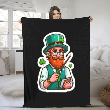 Discover Irish bearded teacher, funny st patricks day Fleece Blankets