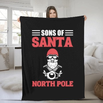 Discover Sons Of Santa North Pole Motorcycle Rider Fleece Blankets