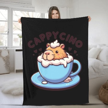 Discover Cappyccino Capybara Coffee Cappuccino Fleece Blankets