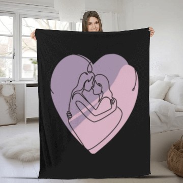 Discover Minimalist Silhouette of Lesbians in Heart Fleece Blankets