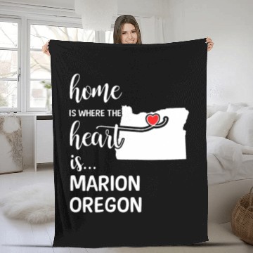 Discover Marion County Oregon Is Where My Heart Is Gift Fleece Blankets