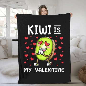 Discover Kiwi Is My Valentine Fruit Valentines Day Fleece Blankets