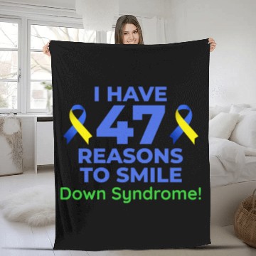 Discover Down Syndrome Awareness 47 Reasons to Smile Fleece Blankets