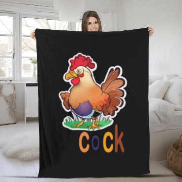 Discover cute cock animal Fleece Blankets