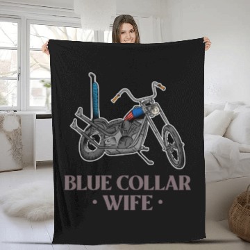 Discover Blue Collar Wife Motorcycle Fleece Blankets