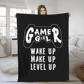 Discover Gamer Girl Wake Up Make Up Level Up Fleece Blankets