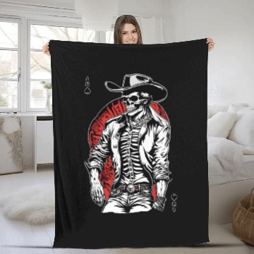 Discover Weird Wild West: Aces High Skeleton Cowboy Fleece Blankets