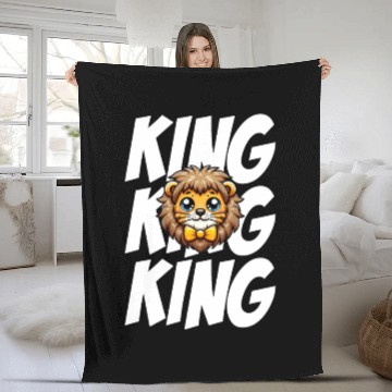 Discover Cute Kawai Lion King Design - Kawai Lion Art Fleece Blankets
