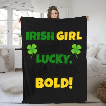 Discover Born Lucky, Raised Bold Irish Girl St Patricks day Fleece Blankets
