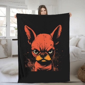 Discover Angry French Bulldog Fleece Blankets