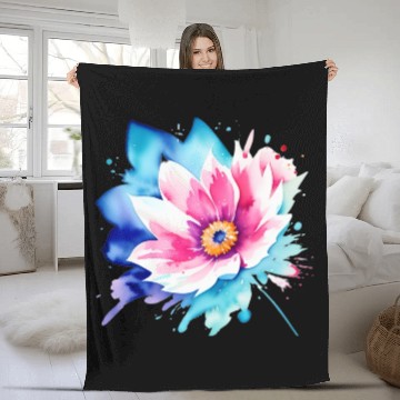 Discover Color Splash: pink flower Fleece Blankets