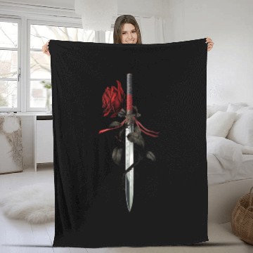Discover Rose Swords Edgy Aesthetic Soft Grunge Backprint Fleece Blankets