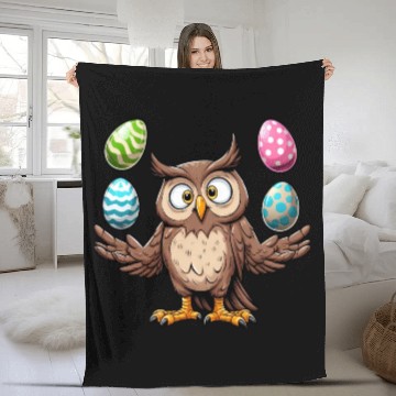 Discover Owl Juggles Easter Eggs Easter Performer Fleece Blankets
