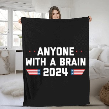 Discover 2024 Brain Vote Democracy Anti-Trump Fleece Blankets