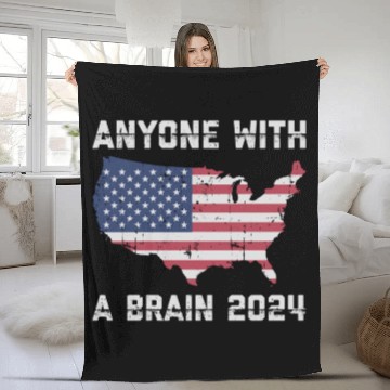 Discover 2024 Brain Vote Democracy Anti-Trump Fleece Blankets