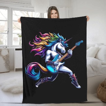 Discover Unicorn Rock and Roll Bass & Guitar Fleece Blankets
