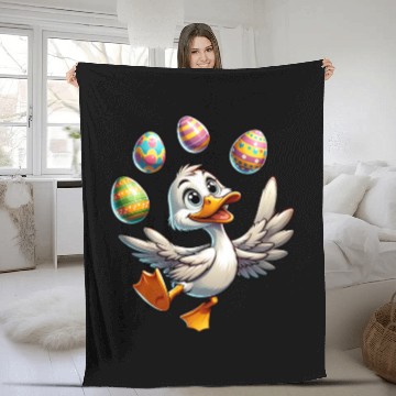 Discover Easter Duck Juggling Eggs, Artistic Drake Fleece Blankets