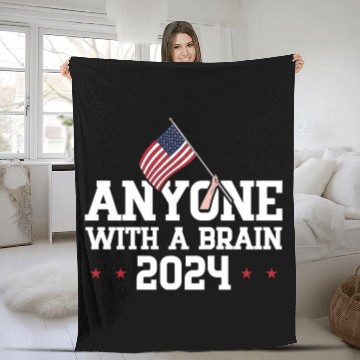 Discover 2024 Brain Vote Democracy Anti-Trump Fleece Blankets