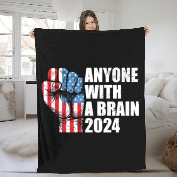 Discover 2024 Brain Vote Democracy Anti-Trump Fleece Blankets