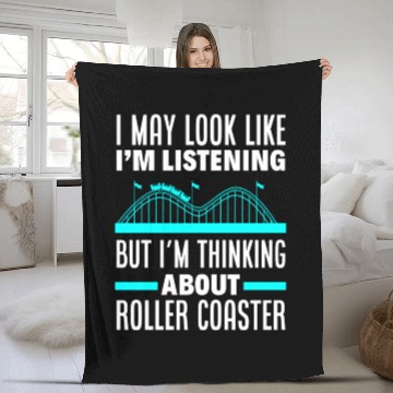 Discover Roller Coaster Wooden Coaster Amusement Park Fleece Blankets