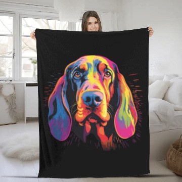 Discover Watercolor Colorful Black And Tan Coonhound Fleece Blankets