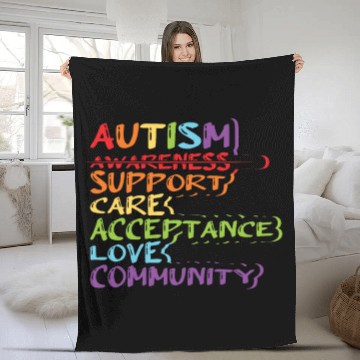 Discover Cool Autism Support Care Acceptance Love Community Fleece Blankets