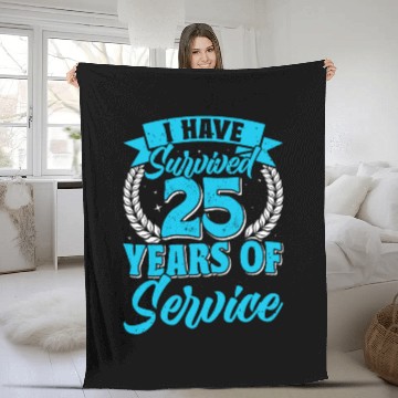 Discover Service Anniversary Survived 25 Years of Service Fleece Blankets