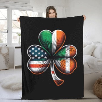 Discover Irish American Shamrock Stars Stripes Fleece Blankets